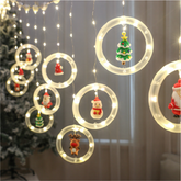 LED Χριστουγεννιάτικα φωτάκια κουρτίνα με φιγούρες ψυχρό φως 3m